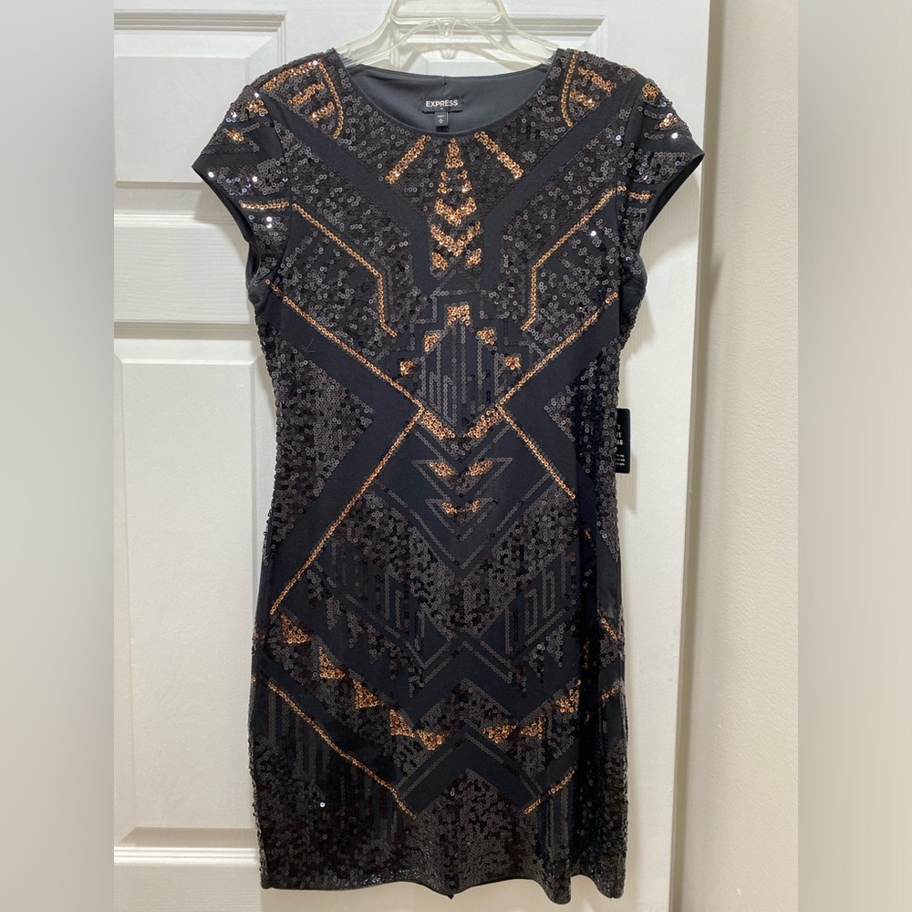 Express Black and gold dress